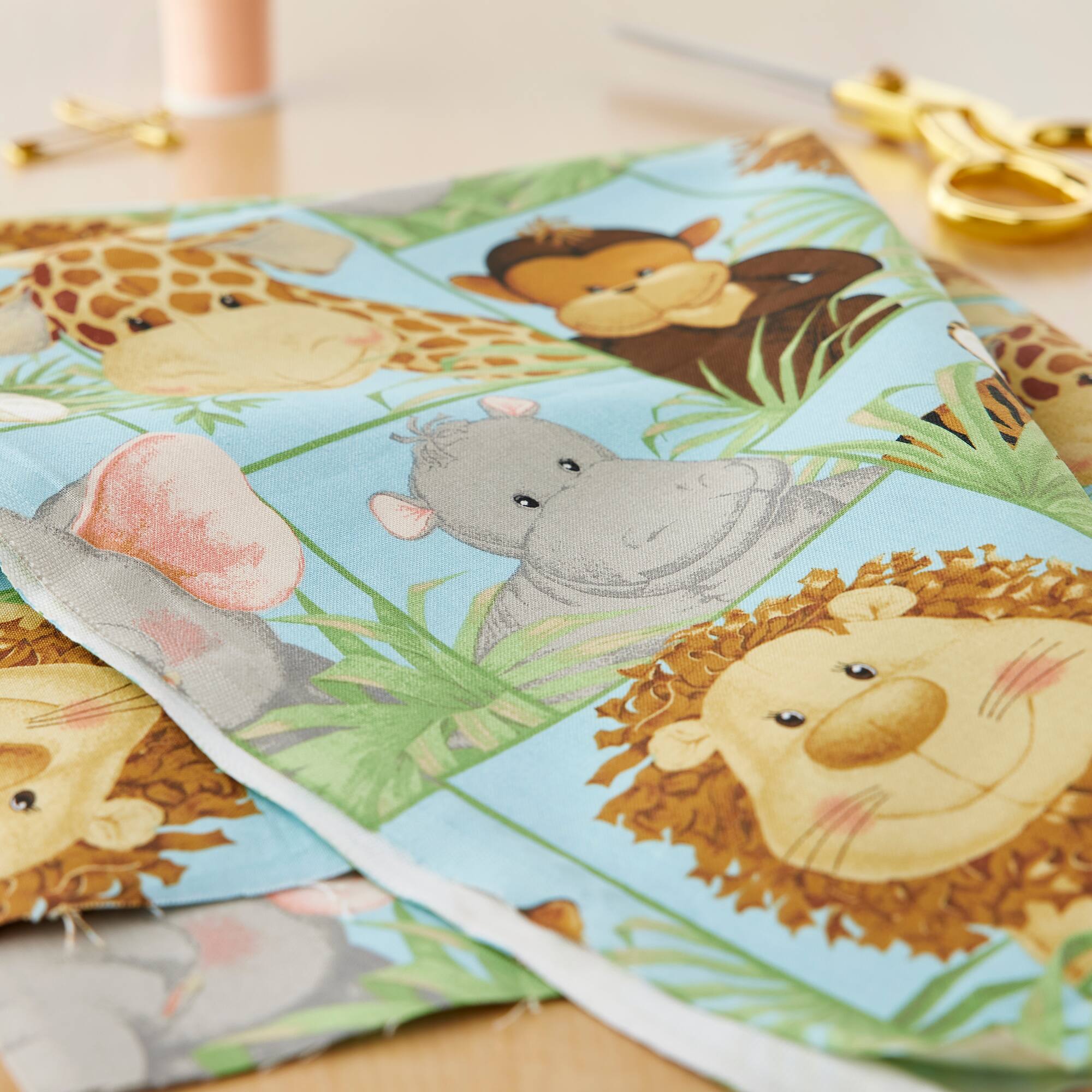 Fabric Traditions Light Green Jungle Babies Cotton Fabric